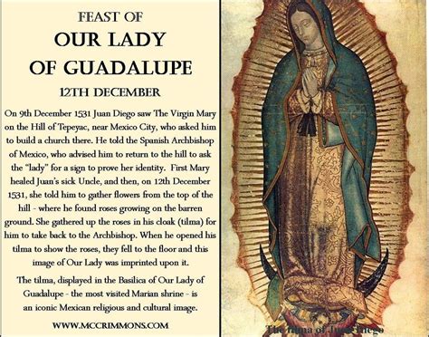 Our Lady Of Guadalupe Infographic Feast Day December 12th Happy