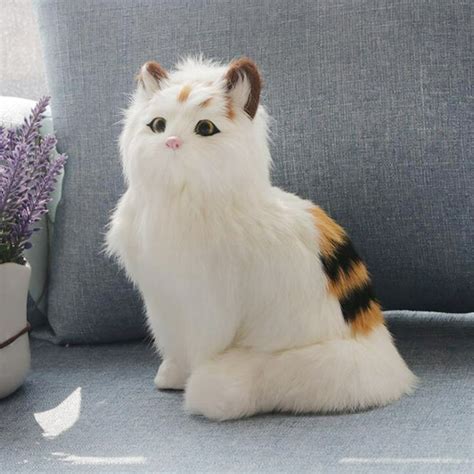 Testy Realistic Cute Plush Cat Lifelike Animal Simulation Toy