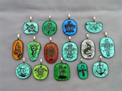Handmade Etched Dichroic Fused Glass Pendants By Creations In Dichroic Glass And Wood