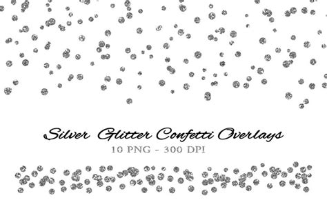 Silver Glitter Confetti Clipart Overlay Borders Png