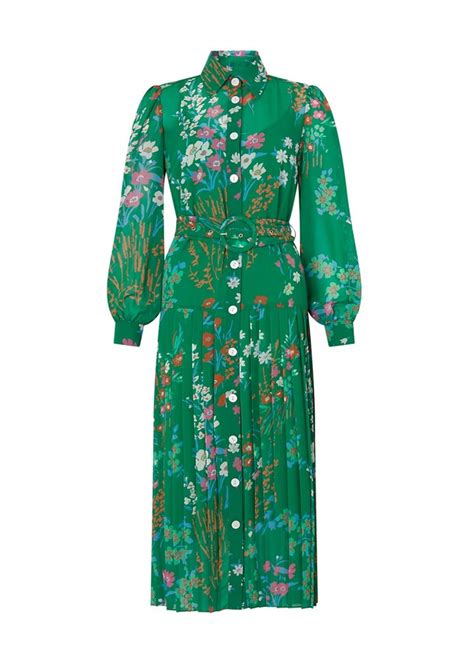 Kitri Tara Green Floral Print Shirt Dress Shopstyle