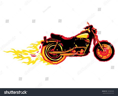Motorcycle Illustration Flames Vector De Stock Libre De Regalías