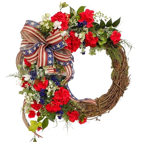 Flag Wreath Patriotic Floral Grapevine Wreath July 4th Wreath July