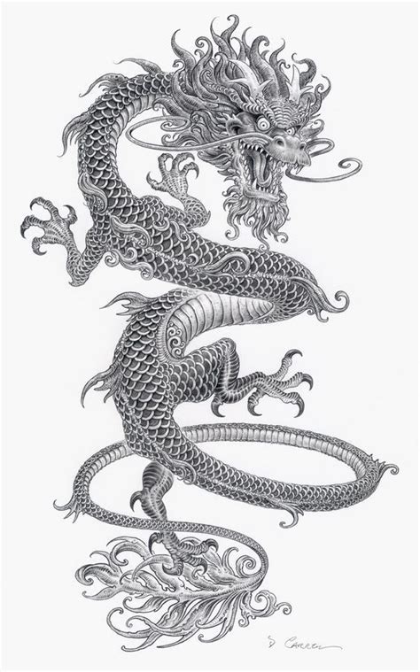 Maybe you would like to learn more about one of these? Crazy Thin Grey-Ink Chinese Dragon Tattoo Design ...