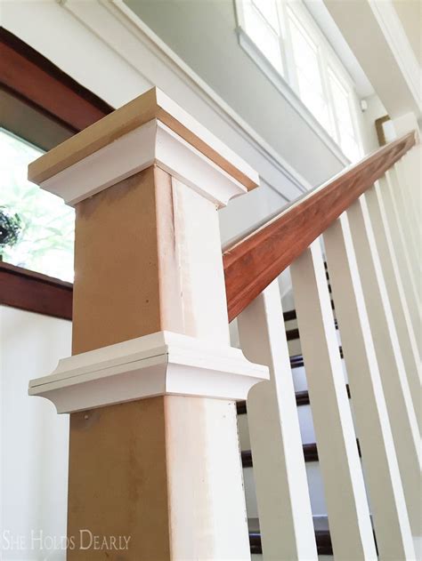 First, we removed the newel post, handrail and balusters. Farmhouse Newel Post Makeover | Diy stairs, Stair remodel, Stair newel post