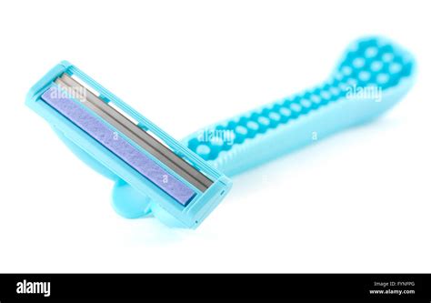 Blue Razor Isolated On White Stock Photo Alamy