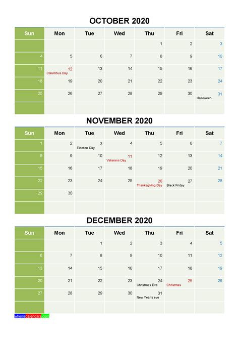 November 2020 Printable Calendar With Holidays Iucn Water