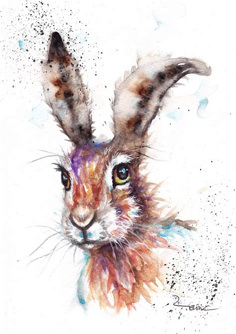 Hare Watercolor Print Hare Wall Art Hare Ts Hare Artwork Etsy