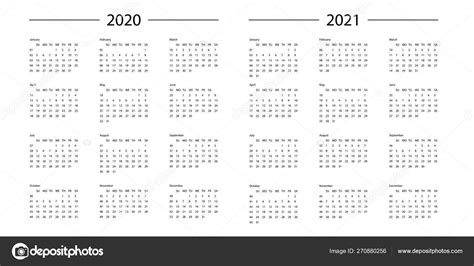 Calendar 2020 2021 Year Template Day Planner In This Minimalist — Stock