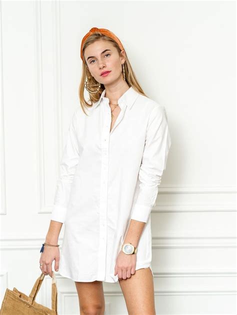 The Shirt By Rochelle Behrens Womens The Cotton Shirtdress In White