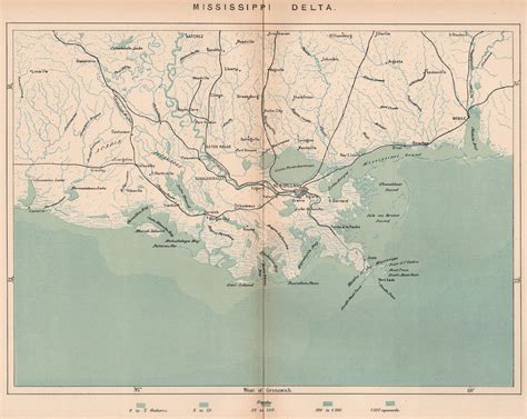 Mississippi Delta Louisiana 1885 Old Antique Vintage Map Plan Chart