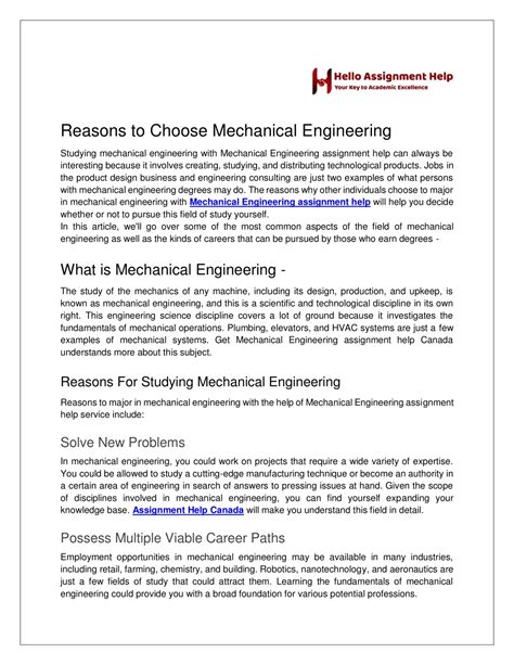 Ppt Reasons To Choose Mechanical Engineering Powerpoint Presentation