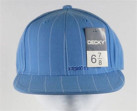 Plain Fitted Baseball Cap Hat Light Blue Stripes Size 6 78 By Decky