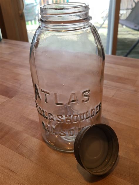 Antique Atlas Strong Shoulder Clear Mason Jar Half Gallon Etsy