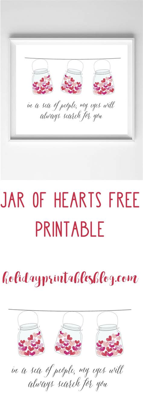 This year, use these quotes for your happy valentine's day cards to let your loved ones know how if you're struggling with what to write in your cards, choose from valentine's day quotes for your. Jar of Hearts Free Printable | Valentine's Day Printable Art | Love Quote Printable | Valentine ...