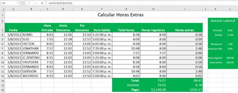 Calcular Horas Extras Jornada Laboral Creando Plantilla Excel Hot Sex