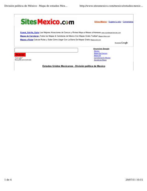 PDF Divisi N Pol Tica De M Xico Mapa De Estados Mexicanos DOKUMEN TIPS