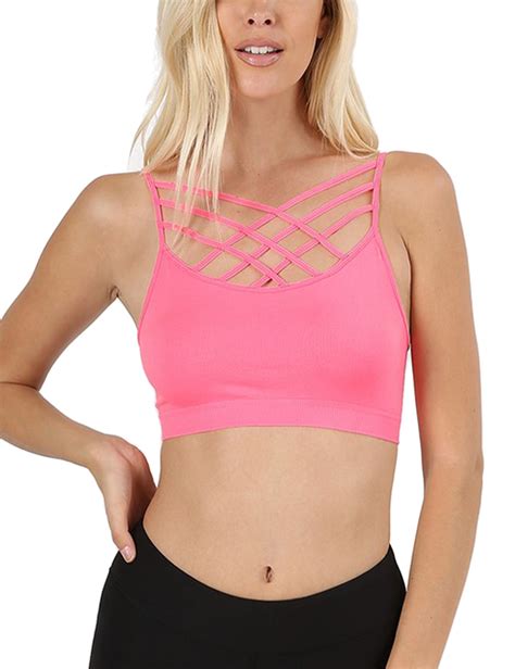 women s lightweight seamless triple criss cross front bralette no pad kogmo