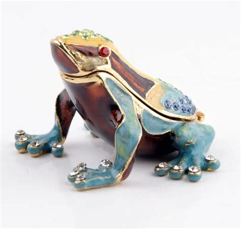 Trinket Boxes Poison Dart Frogs Figurine Hinged Rainforest Jewelry Box