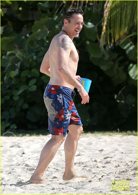 Robert Downey Jr Goes Shirtless Plays With Exton In St Barts Photo Celebrity