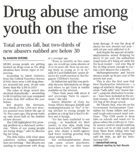 Drug Abuse Among Youth On The Rise Singapore Children Society