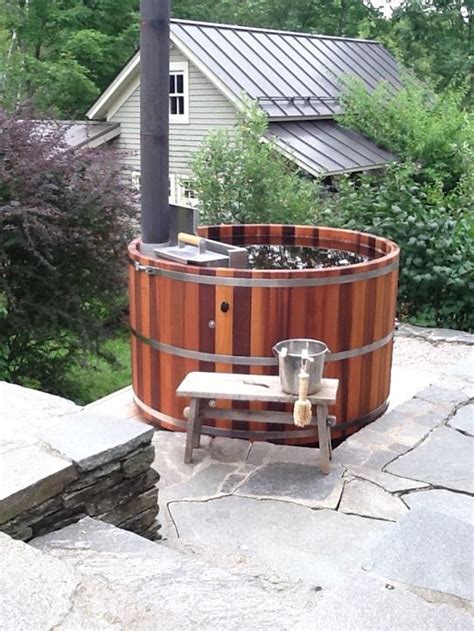 Wood Fired Hot Tub Patio Ideas Great Idea For Your Rustic Camp Visit