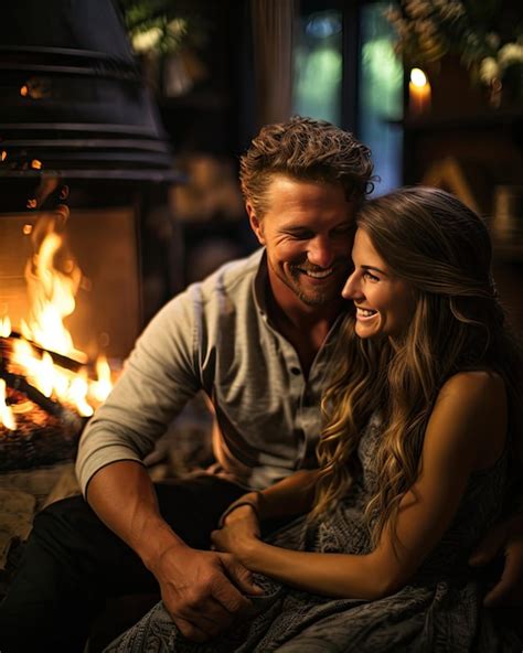 Premium Ai Image Intimate And Romantic Evening By The Fireplace Cozy Couple Love And