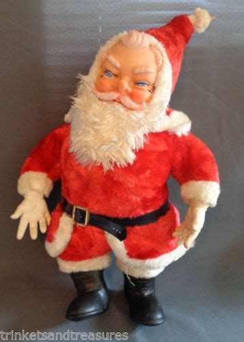 Vintage 50s My Toy Plush Stuffed Rubber Face Santa Claus Big 24 Inch