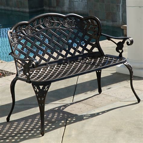 Outdoor Patio Furniture Floral Design Antique Copper Cast Aluminum