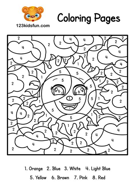 color by number printable coloring pages