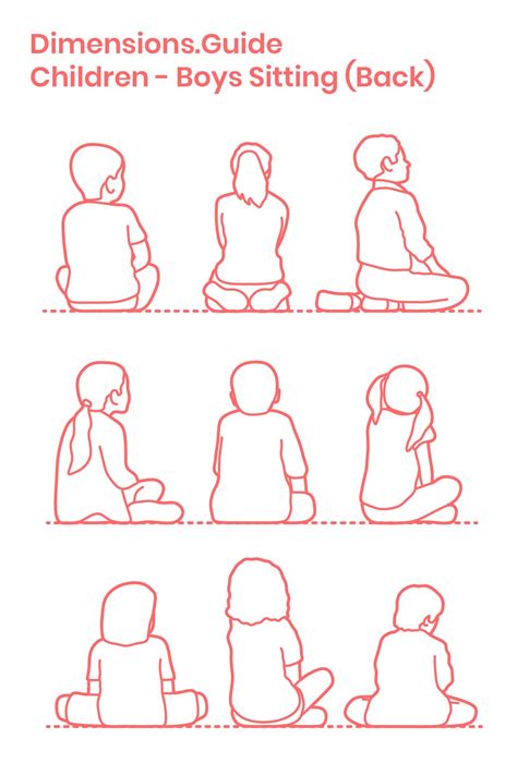 Children Kids Sitting Back Human Figure Sketches Drawing People