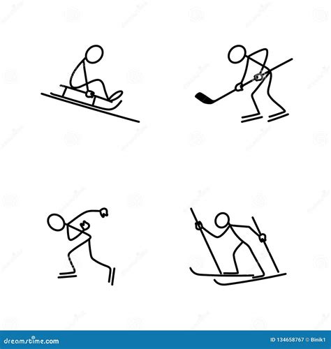 Stick Figure People Doing Winter Sports Stock Vector Illustration Of