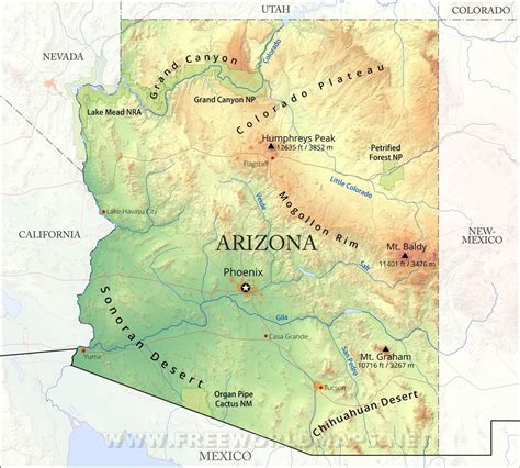 Map Of Usa Showing Arizona United States Map