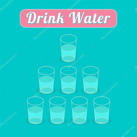 Drink Eight Glasses Of Water Stock Vector Image By ©worldofvector 90450174