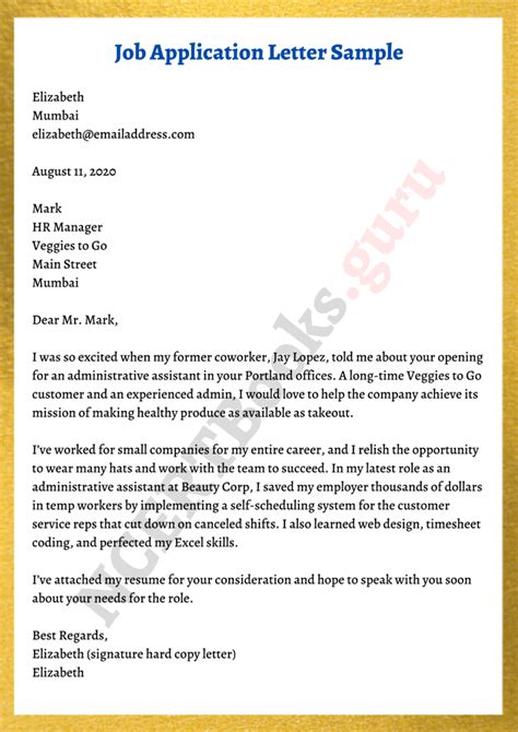 How To Write A Job Application Letter Sample Format And Tips Vrogue