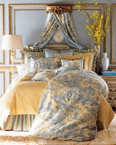 Blue And Cream Toile Chic Bedroom Country Bedroom French Country Bedrooms