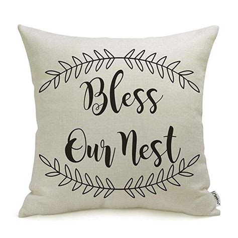 Crafted with a cotton cover. AmazonSmile: Meekio Farmhouse Pillow Covers with Bless Our ...