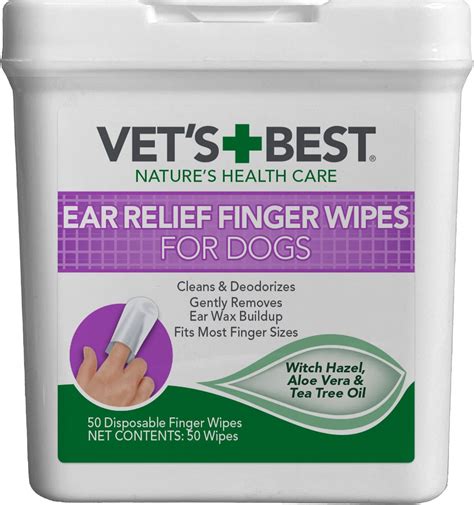 Vets Best Ear Relief Finger Dog Wipes 50 Count