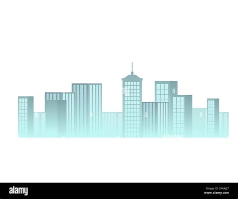 Light Blue Cityscape With Skyscrapers Vector Illustration Isolated On
