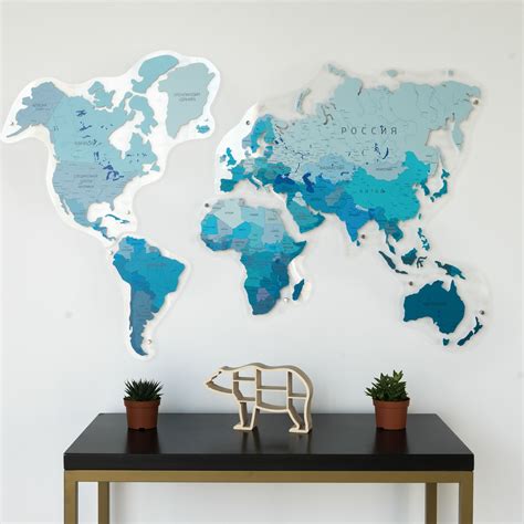 Wooden World Map Wall Decor By Gadenmap Colorful Mdf Travel Map For