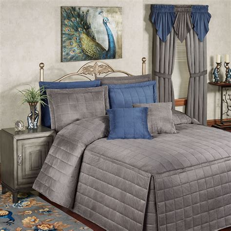 Camden Charcoal Grande Oversized Fitted Bedspread Bedding Bed Spreads