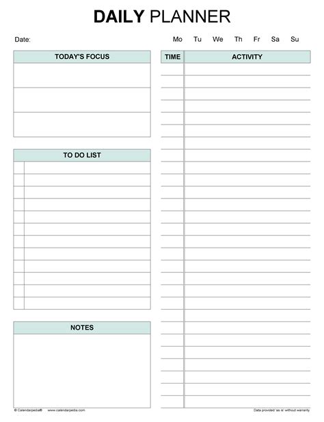 Daily Planners In Microsoft Word Format 20 Templates
