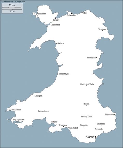 Wales Free Map Main Cities Wales Map Map Free Maps