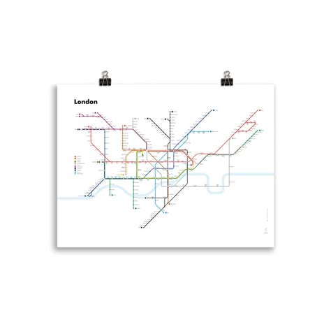 London Underground Map Poster White Background Minimalist Design
