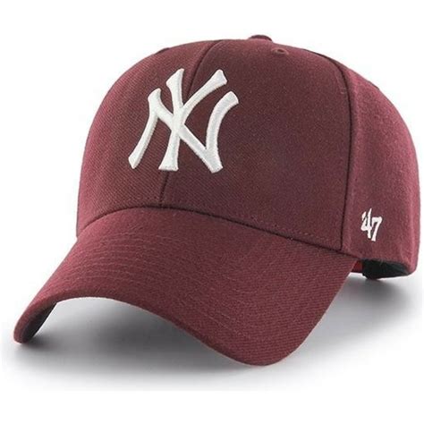 Gorra Curva Granate Con Logo Blanco Snapback De New York Yankees Mlb