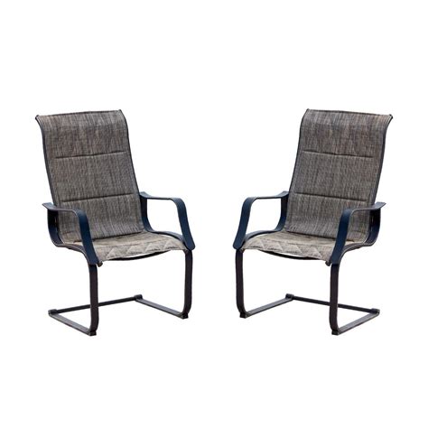 An outdoor sling chair consists of a aluminum patio chair or chaise frame, with a panel of outdoor sling mesh material stretched tight on the outdoor furniture frame. Patio Festival Spring Padded Sling Outdoor Dining Chair in ...