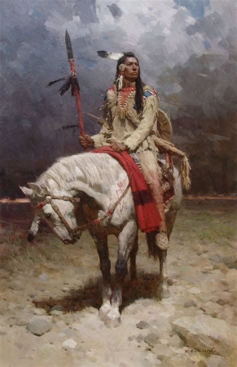 Fine Art Oil Painting By Z S Liang Native American Art American