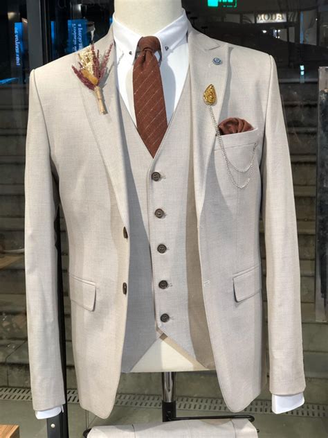 Buy Beige Slim Fit Suit By Free Shipping