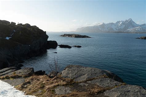 Mortsund Vestvagoya Island Leknes Lofoten Islands Nordland Norway Stock
