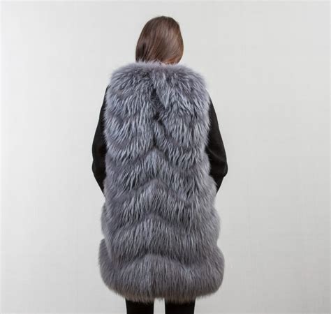 Grey Fox Fur Vest Haute Acorn